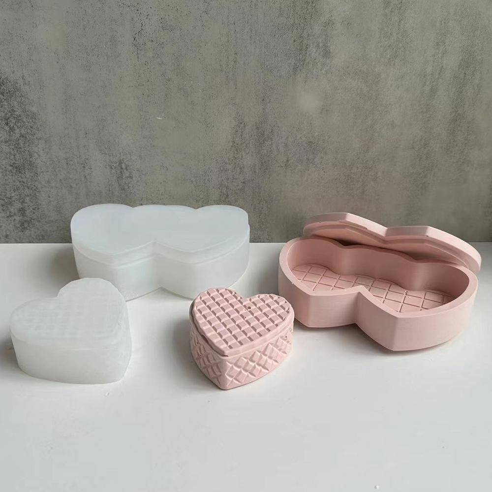 Herzförmige Aufbewahrungsbox, Gipsform, Aufbewahrungsbox, Silikonform für Topf, Gips, Kerzenbox, Harzform, Geschenk, Kerzenglasherstellung