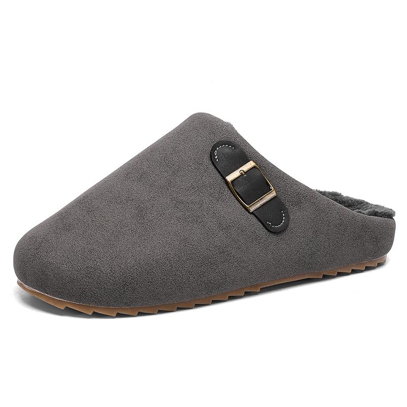 2026 New Unisex Winter Home Slippers Fashion Buckle Design Warm Fleece Lined Non - Slip Indoor Comfort Slippers New Arrival