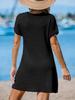 Women's European & American Fashion V-Neck Batwing Sleeve Plaid Knit Dress - Casual, Elegant, Breathable Style