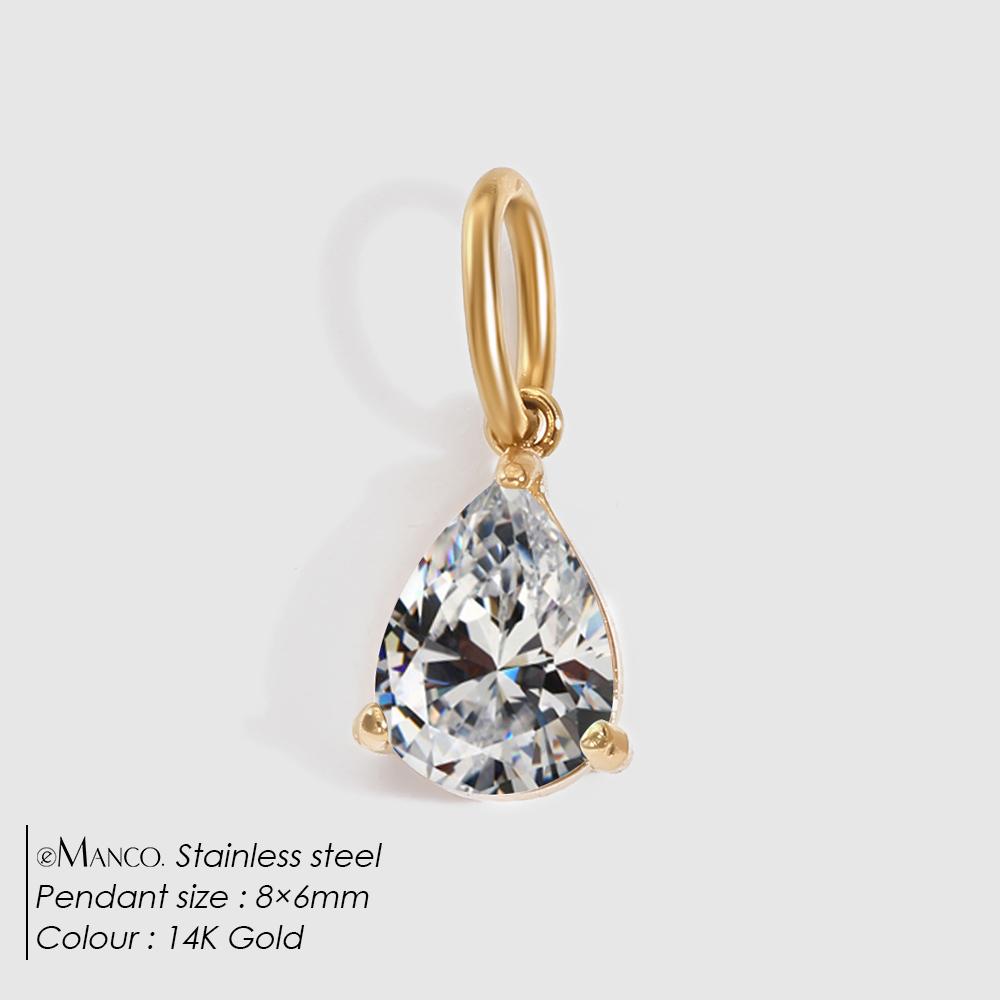 eManco 4 /6/8/10MM Stainless Steel Zircon Geometric Shape Charms Pendants Jewelry Making Supplies Diy Findings Accessories