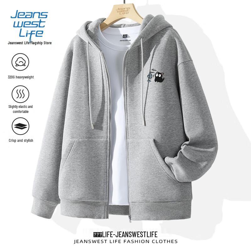 JEANSWEST LIFE Men's 320g Heavyweight Cartoon Hooded Jacket