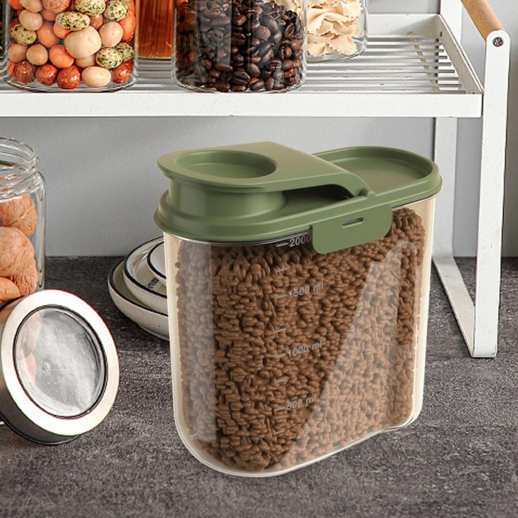 2L Airtight Dog Food Storage Container Transparent Dust-proof Anti-moisture Grain Dispenser Large Capacity Puppy Barn Bunny Use