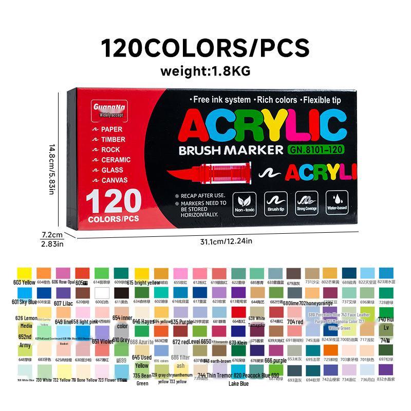 Guangna 8101 Liquid Acrylic Marker Pen, 120/240 Colors, Soft Tip for Student Art & DIY Graffiti