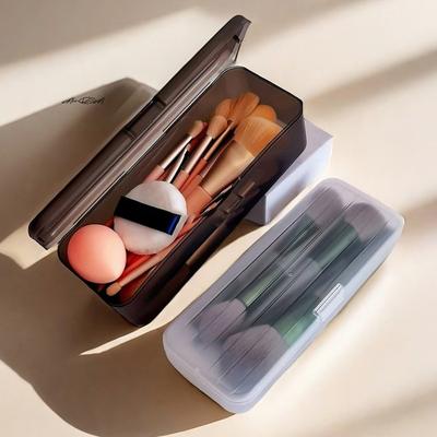 1Pc Transparent Plastic Cosmetic Storage Box Makeup Brush Pen Holder Stationery Organizer Bucket for Students