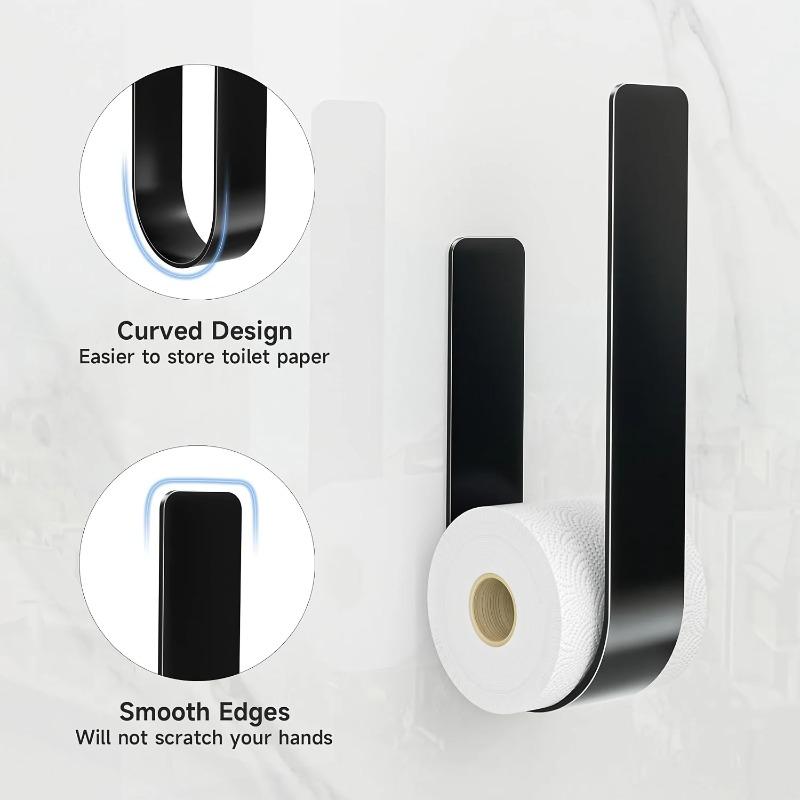 3-in-1 Wall-Mounted Toilet Paper Holder with Towel Rack & Hooks-Black Metal,Space-Saving Design for Bathroom,Kitchen,Living Room