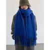 1pc Unisex Winter Warm Scarf Luxury Outdoor Leisure Scarf ThickenWarm Shawl Classic Tassels Fluffy Scarf Solid Color Soft Shawl