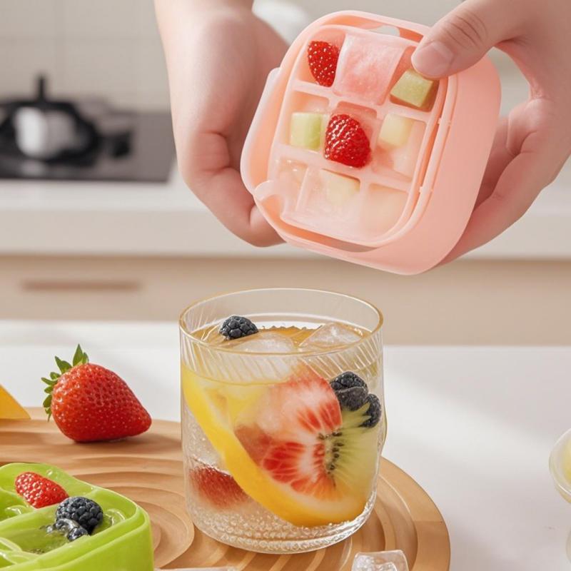 9 Grids Ice Maker Ice Cube Tray With Lid NO TOUCH Silicone Ice Cube Cup For Fridge NO SPILL Ice Mold For Freezer Water Bottle