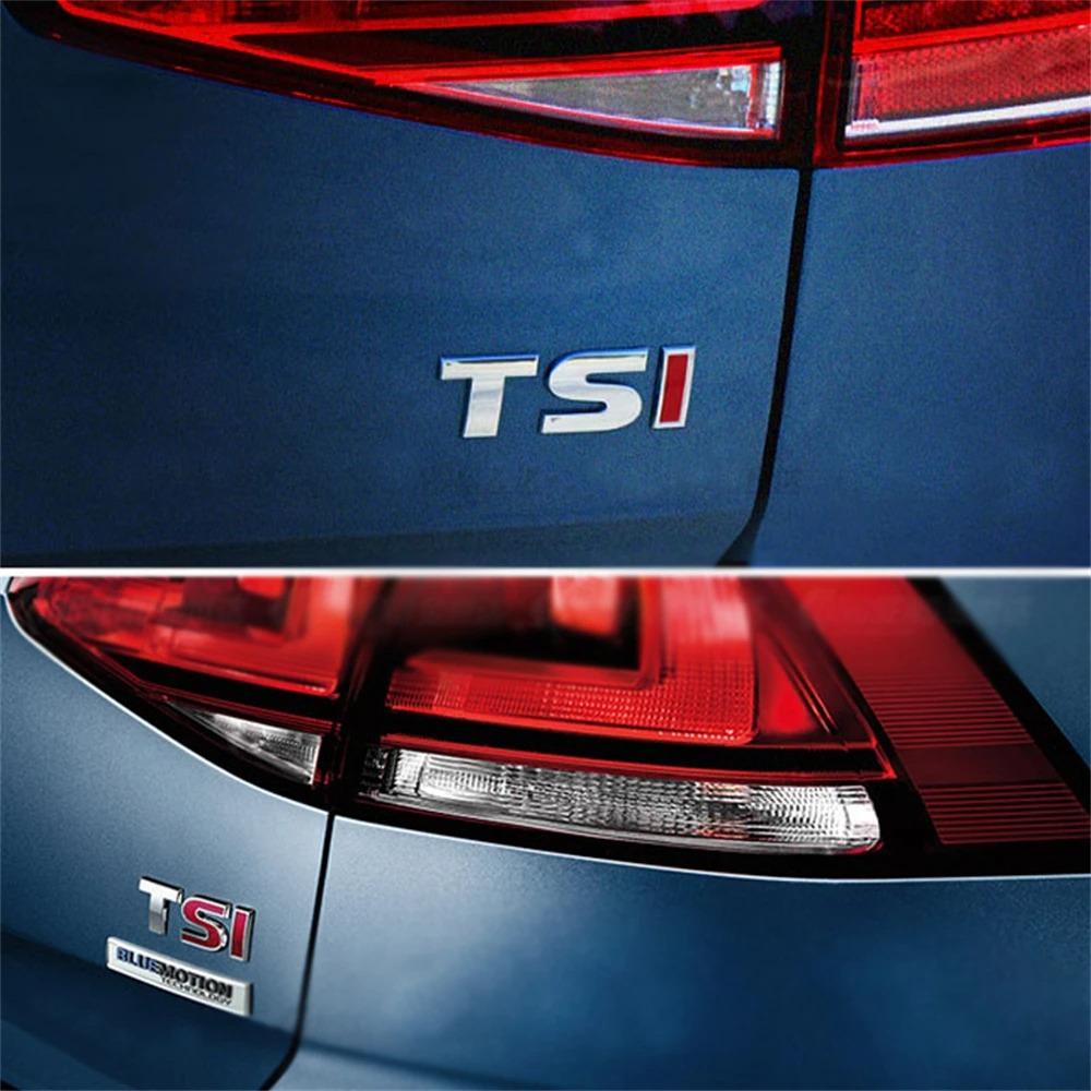 Metalowe litery TSI 3D Emblemat Naklejki Naklejka Stylizacja Samochodu Na Klapę Bagażnika Dla Polo Golf 5 6 7 CC Passat B5 B6 Bora