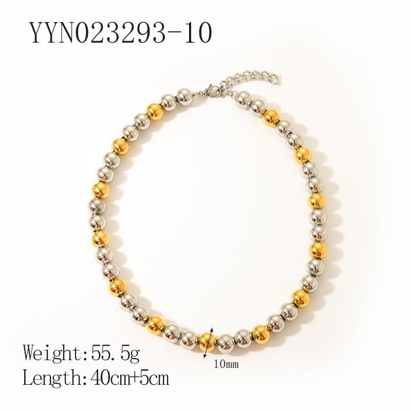INS Fashion 18K Gold-Plated Stainless Steel Beaded Necklace, No-Fade, High-Grade Titanium Steel Jewelry.