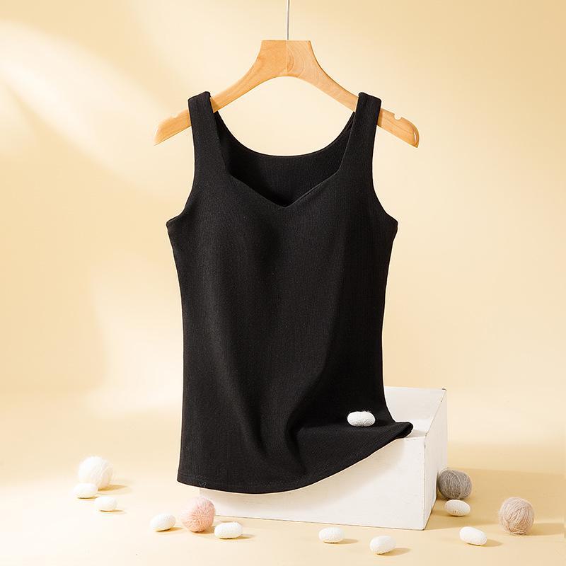 

Женский теплый жилет с воротником-стойкой: Двусторонняя наческа, утолщенный бархат, в комплект входят подушечки для груди, без бюстгальтера, идеально подходит для осени и зимы. XXL