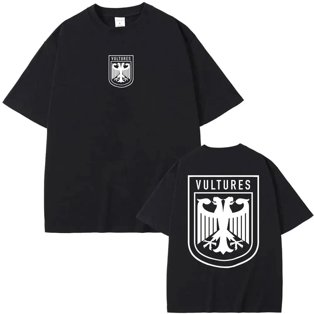 

Рэпер Канье Уэст Vultures Новый музыкальный альбом Графические футболки Мужские Женские Хип-хоп Модные футболки больших размеров Мужская футболка из 100% хлопка XL