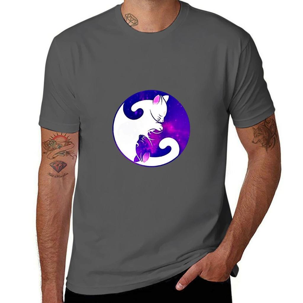 Yin Yang Galaxy Cats Tshirt Uv Protection Outdoor Tee Shirt