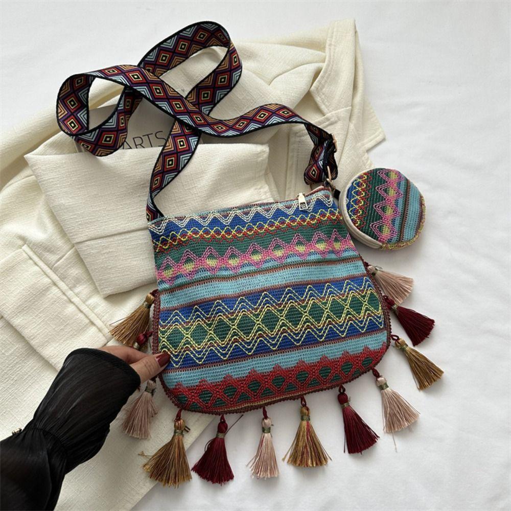 

Вместительные сумки кроссбоди в этническом стиле, плетеные сумки, дамская сумочка с кошельком для монет A
