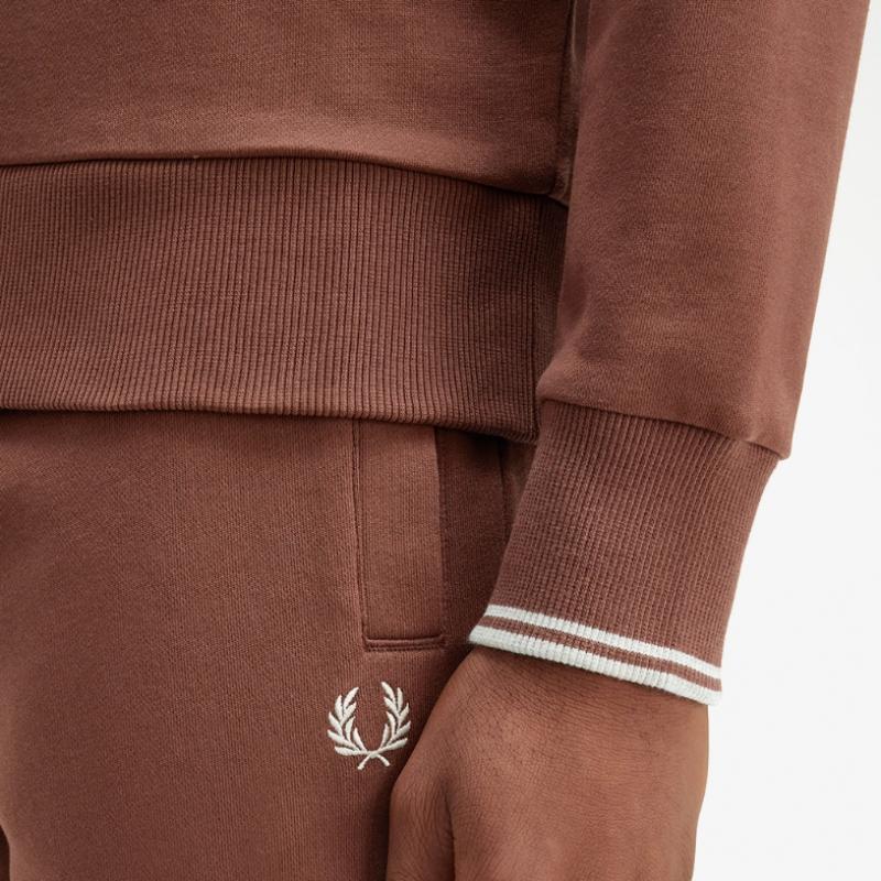 Fred Perry [baseline] Half Zip Sweatshirt   Whiskey Brown Afpm2433574 W52