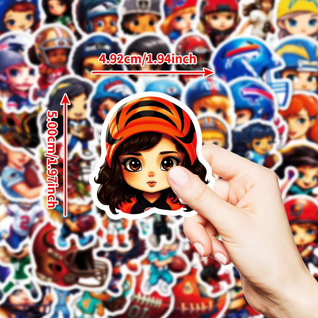 50 New Style Cute Rugby Player Graffiti Stickers Sunny Girl Stickers