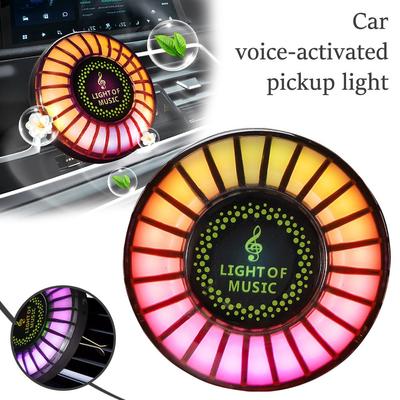 Auto Lufterfrischer Auslass Duft Lüftung Aromatherapie Pick Rhythmus Parfüm Stimme RGB Up Lampe Innenraum Musiklicht Atmosph D0H7