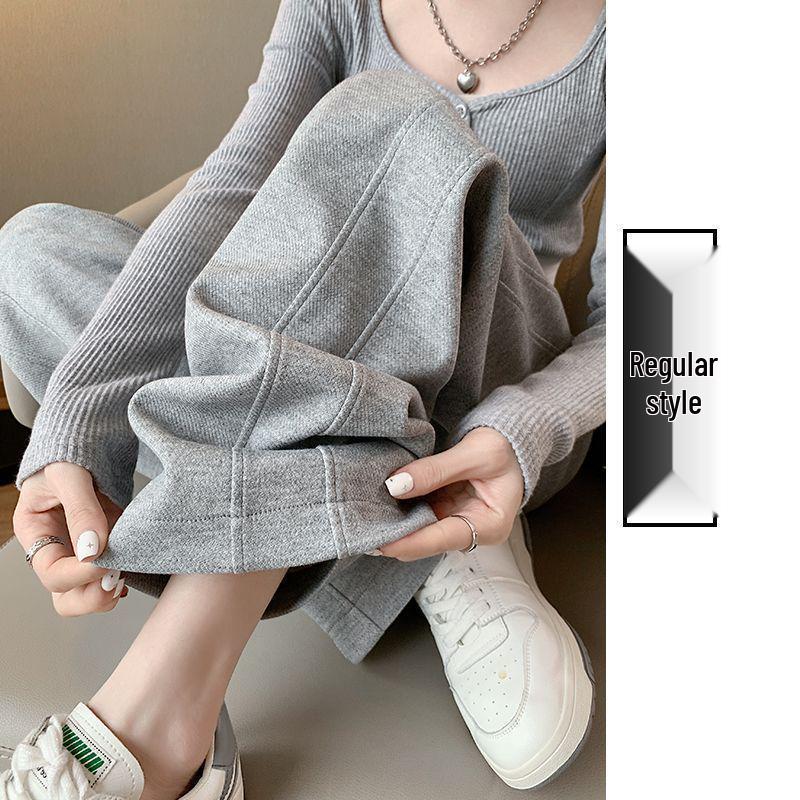 

2026 Plus Size High-Waisted Straight-Leg Pants for Women – Slimming & Drapey Wide-Leg, Narrow Fit for Spring/Summer L (101-120 lbs)