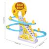 Electric Duck Climbing Stairs Toy, DIY Roller Coaster Track Building Set with Light & Sound, STEM Educational Engineering Gift