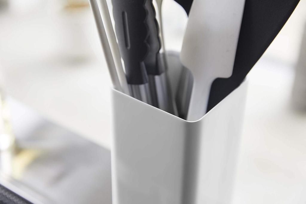 Yamazaki Kitchen Tool x x Compact yet Large 5183 Stand, Square, White, Approx. W9.5 D9.5 H18cm, Plate, Capacity,