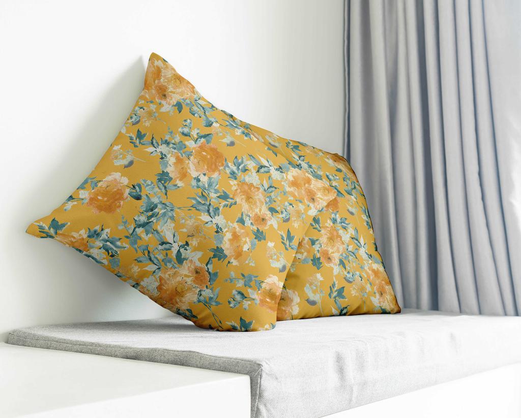 Vargottam Luxury, Printed Mustard Yellow Cushion  Covers,  Decorative Pillow  Covers,  Square  Throw Pillowcase