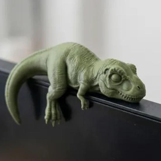 Yousheng Funny Dinosaur Ornaments, Decorative Lying Dinosaur Figurine, 3D Computer Monitor Dinosaur Ornament for Home Office