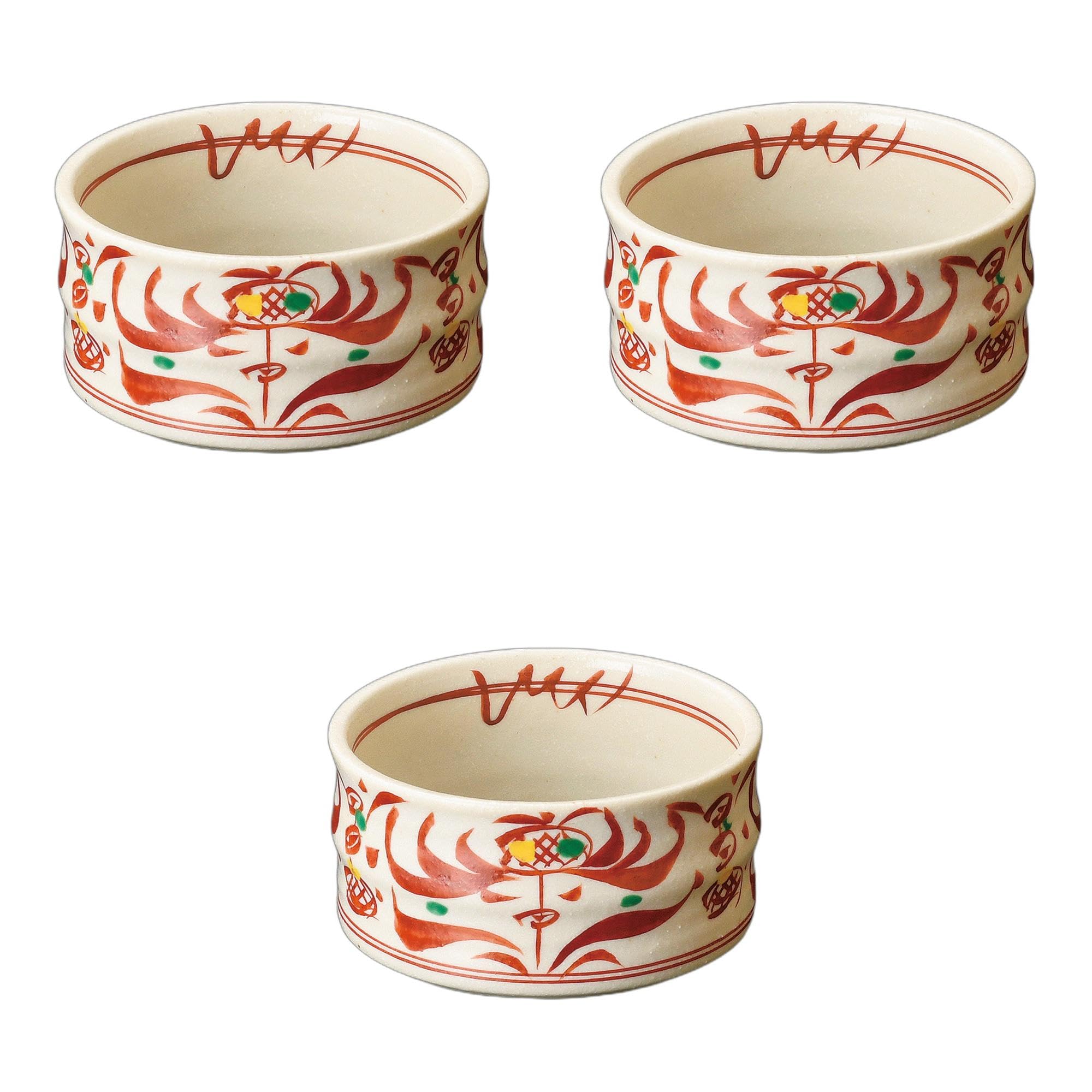 

Setomonohonpo of Small Bowls x 6 Small Ceramic Bowls (Set 3) Powder-glazed Red-painted Matcha-style [10 cm]