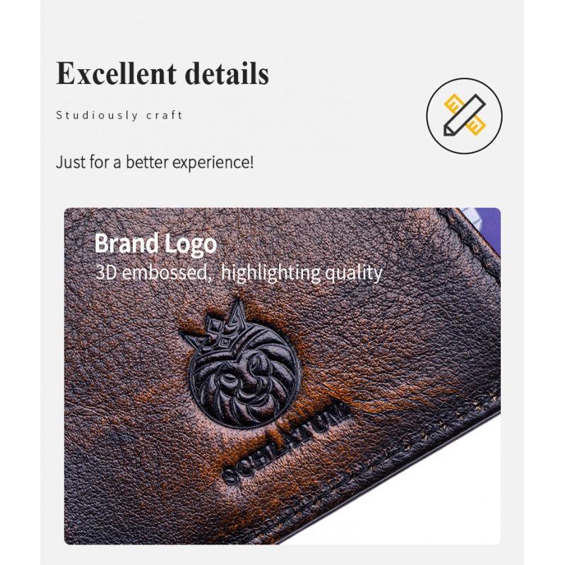 First Layer Cowhide RFID Anti-theft Brush Two Fold Wallet Men's Short Version Genuine Leather Retro Beauty Money Clip