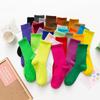 Women's Colorful Cotton Mid-Calf Socks: Korean & Japanese Candy Colors, Scrunch Style, Trendy for Autumn/Winter