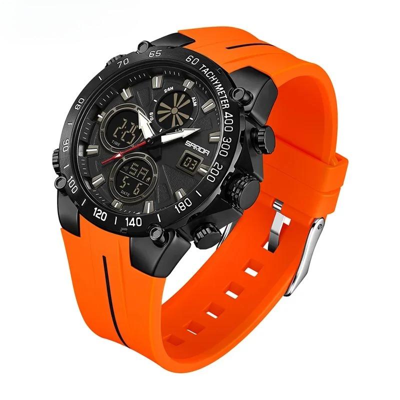 Top Fashion Men's Sports Watch Waterproof LED Analog Digital Dual Display Electronic Clock Stopwatch Men Quartz Wristwatch