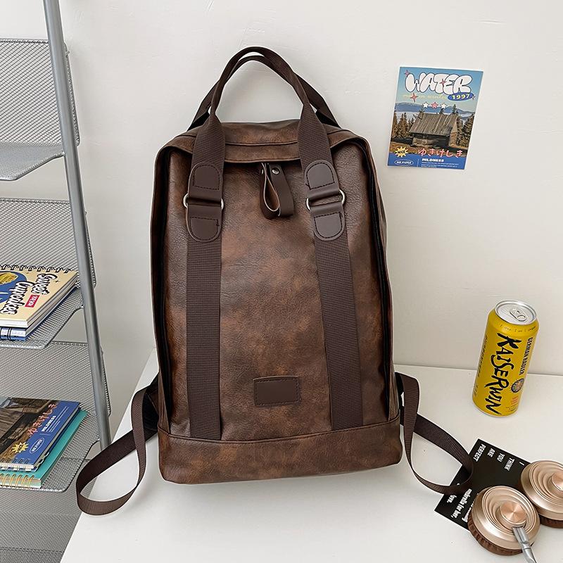 

Рюкзак Новый Американский Ретро Унисекс Туристический Рюкзак Студенческий Для Поездок Большой Вместимости Студенческая Сумка коричневый