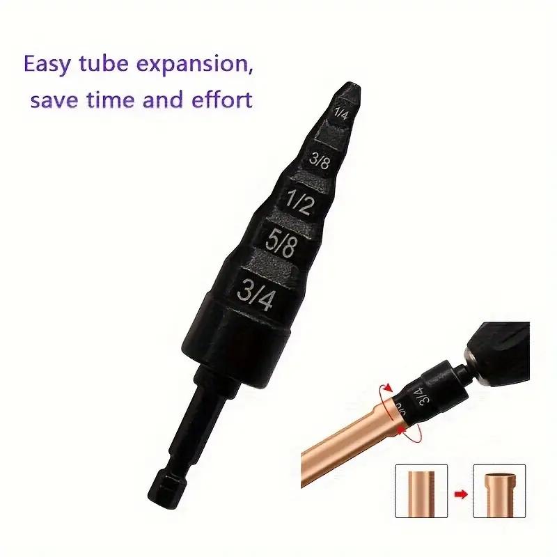 Tube Expander 5 In 1 Copper Tube Expander Air Conditioner Copper Pipe Swaging Tools Hex Shank Electric Drill Bit Flaring Tools
