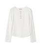 MILLO WOMEN Tape Henley Neck T-Shirt [Ivory]