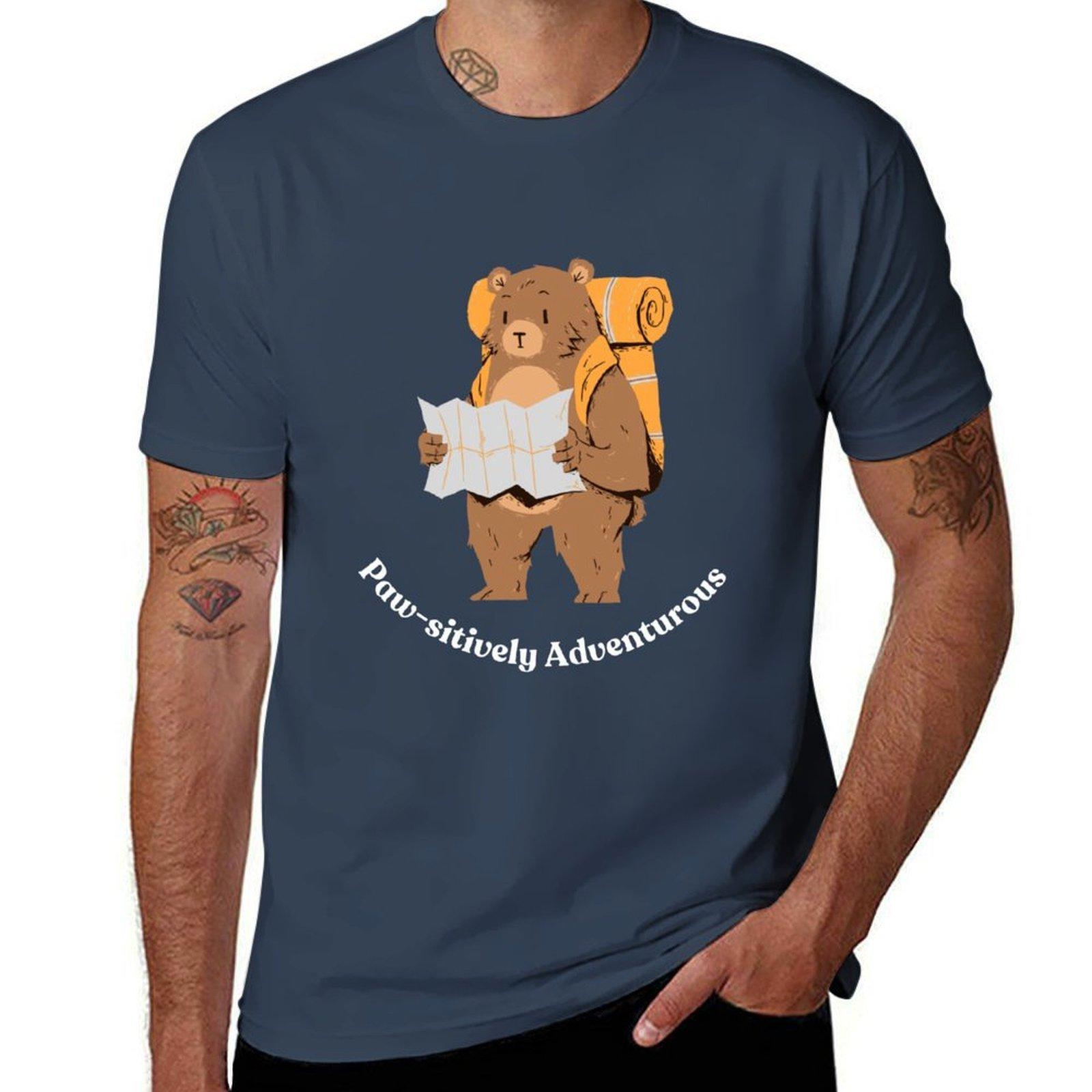 Cute Funny Bear Born Wild Adventure Hiking TShirt Holiday Simple Tee Shirt S