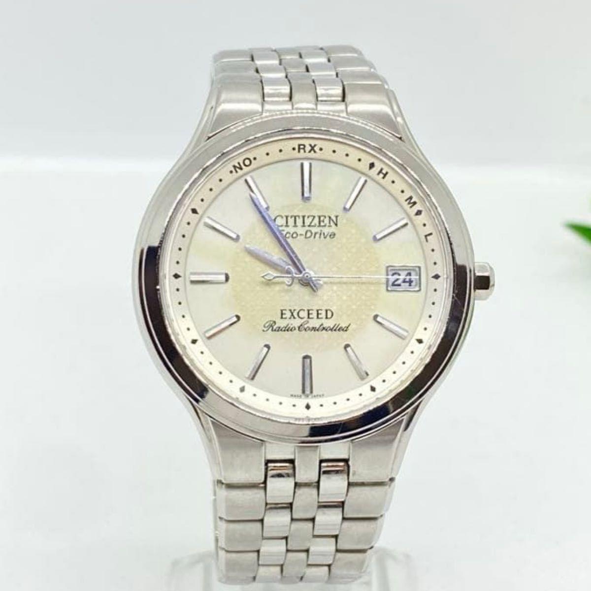 Operation Citizen Exceed Eco Drive Радио-Солнечные Белые H111 Геометрический Гильоше EXCEED CITIZEN
