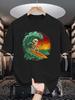 Unisex Crew Neck Tee Retro Skeleton Surf Ocean Wave Art Print Soft Cotton Loose Short Sleeve Summer Casual Male Streetwear Tops