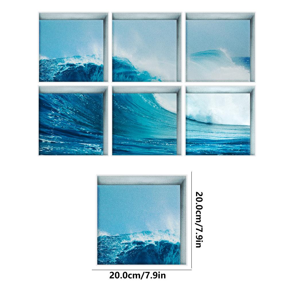 Bath Treads Stickers Beach Pattern Square 3D Adhesive Anti Slip Tub Safety Decals Mat Waterproof Shower Tub Sticker