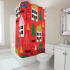 TU Charming Christmas Shower Curtain Festive Holiday Decor Waterproof Bathroom Fabric Xmas Pattern Backdrop