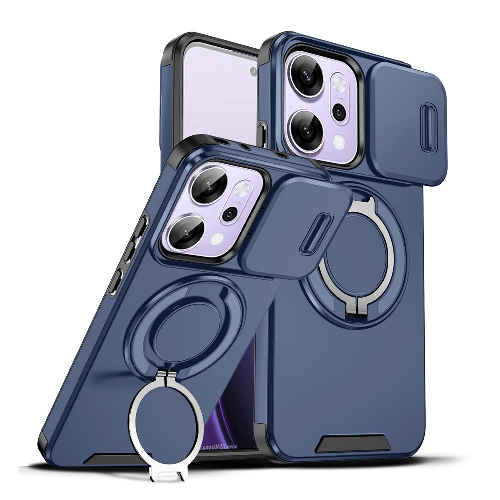 KEYSION 360° Ring Stand Phone Case for OPPO Reno14 Pro 5G Slide Camera Protection Magnetic Shockproof Cover for OPPO Reno14 F 5G