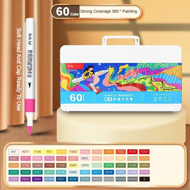 

12/24/36/48/60 цветов, мягкие/жесткие акриловые маркеры, непрозрачный цветной маркер для рисования граффити, корейские канцелярские принадлежности, школьные принадлежности