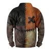 Herren Casual Fashion Weihnachtsdruck Kapuzenpullover Breiter Herren Loose Button Stand Collar Kapuzenpullover