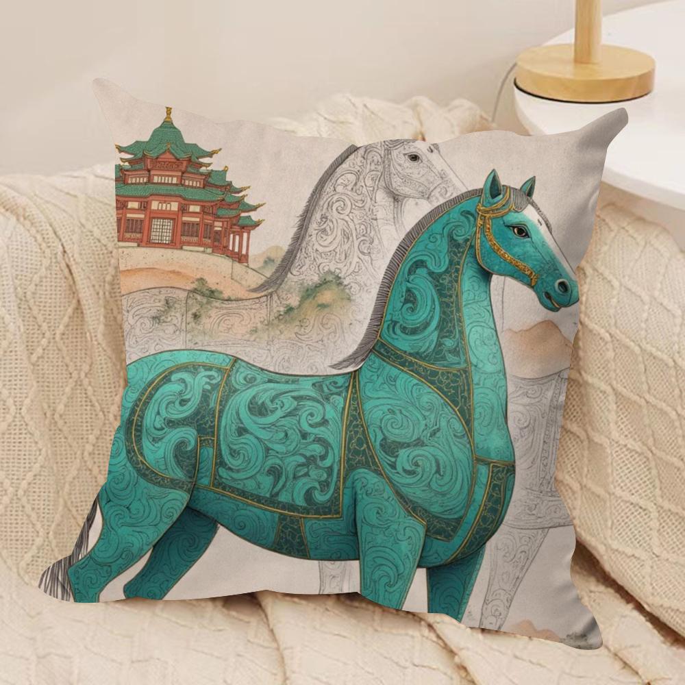 Luxury Dream Pegasus Cushion Cover Silky Short Plush DoubleSided Printed Pillow Case for Sofa All Seasons Home Decor Gift