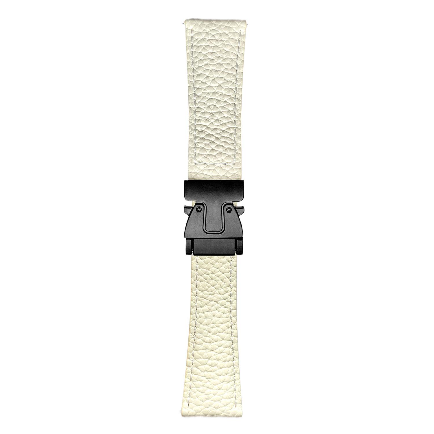 

18mm Genuine Cow Leather Strap for Huawei Watch GT 5 41mm/GT 4 41mm/Garmin Venu 3S Litchi Texture Magnetic Buckle Watch Band Beige