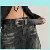 Ceinture Classique en Cuir PU Noir pour Femmes avec Boucle en Métal pour Tenues Décontractées et de Travail