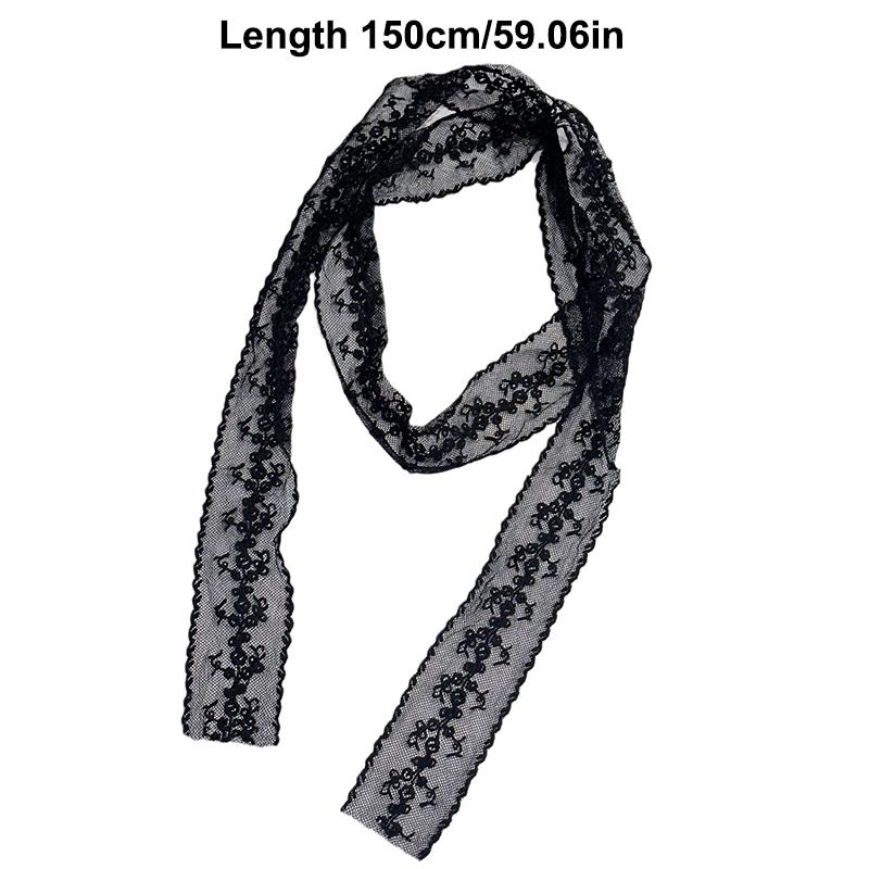 Bordado Cinta Larga Y Accesorios de Cinturón Bufanda de Encaje Francés Verano Hueco Floral Bufandas de Cinta Larga Lazo para el Pelo Snood Diadema