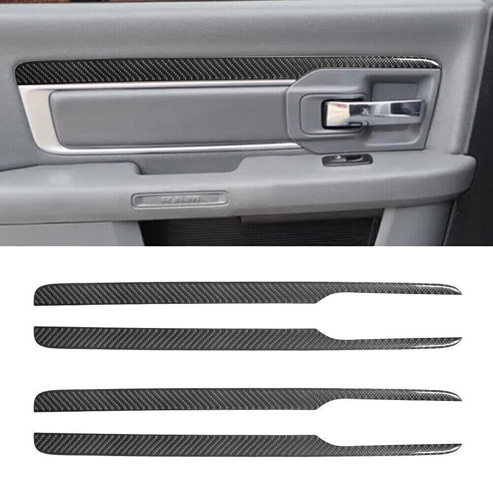 4Pcs Carbon Fiber Interior Door Panel Cover Trim For Dodge RAM 1500 2013-2018