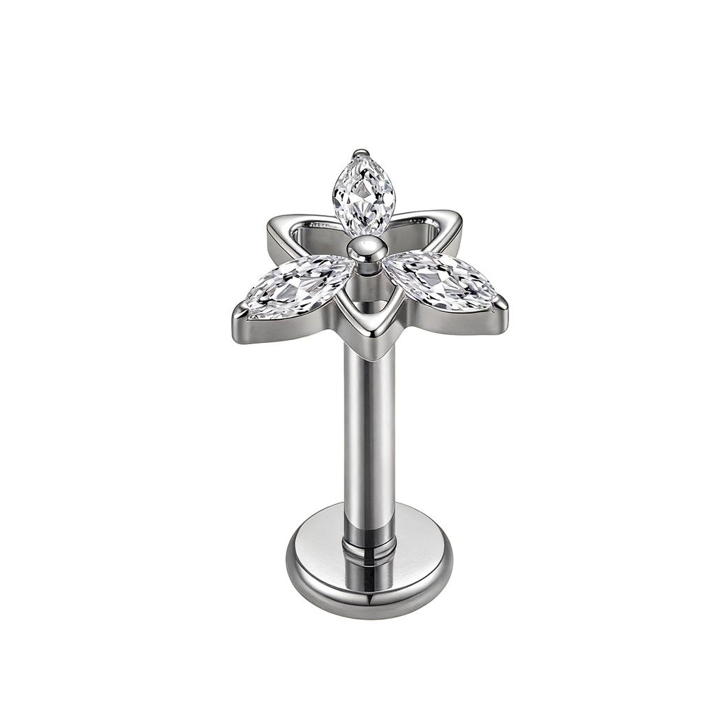 Ready to Ship Classic 24K Gold Plated Titanium Labret Stud Body Jewelry with Zircon for Party & Engagement
