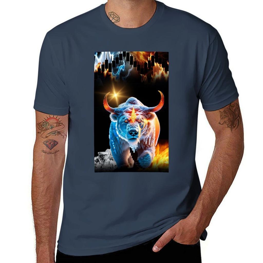 Fire And Ice Forex Bull TShirt Work Daily Short Sleeve Top TShirt