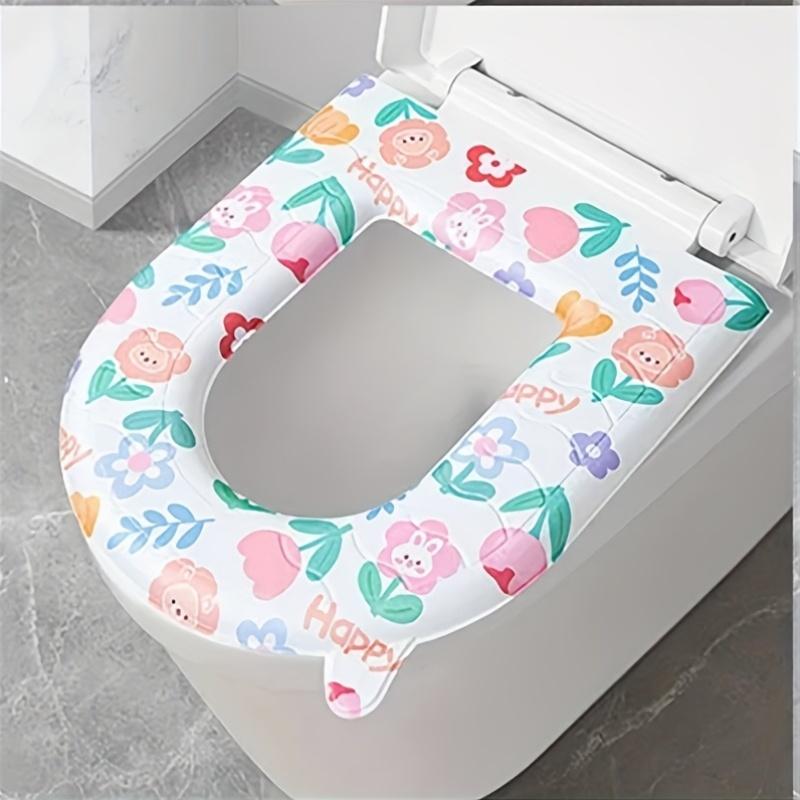 Cartoon Printed Pattern Bathroom Toilet Cushion Home Universal U-shaped Toilet Pads Washable Paste Type Toilet Cover