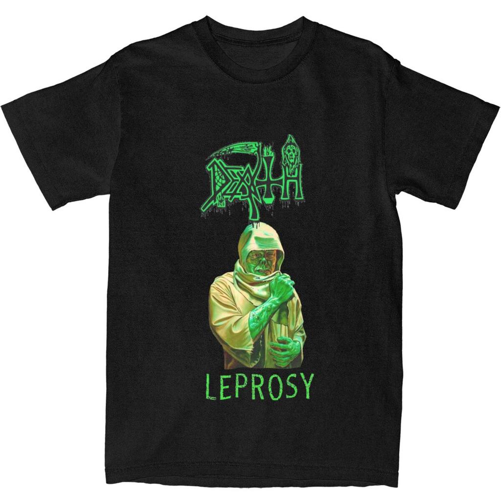 Men's T Shirt Death Leprosy Death Metal T Shirts Harajuku Rock Music Band Beach Tees Y2K Fun Custom DIY Cotton Tops Plus Size
