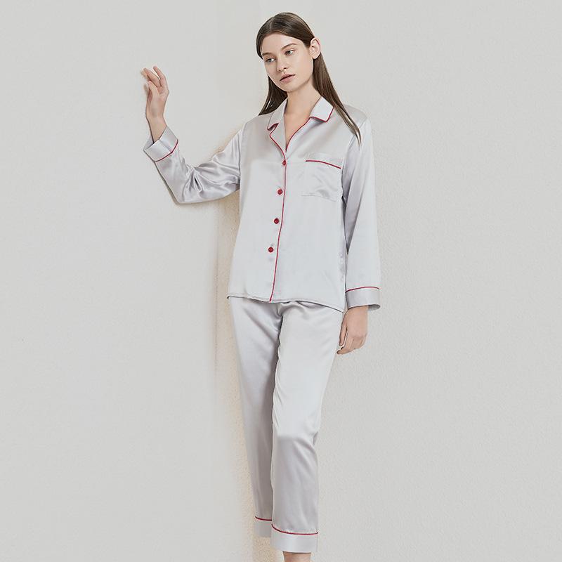Butterfly Embroidery Silk Pajama Set - Women's Mulberry Silk Two-Piece for Spring/Summer